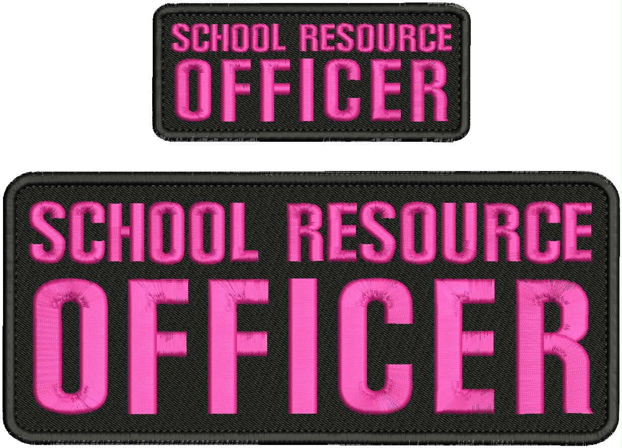 Collectible 2 Embroidery Patch ''School R O '' 4x10 and 2x5 Pink On Black