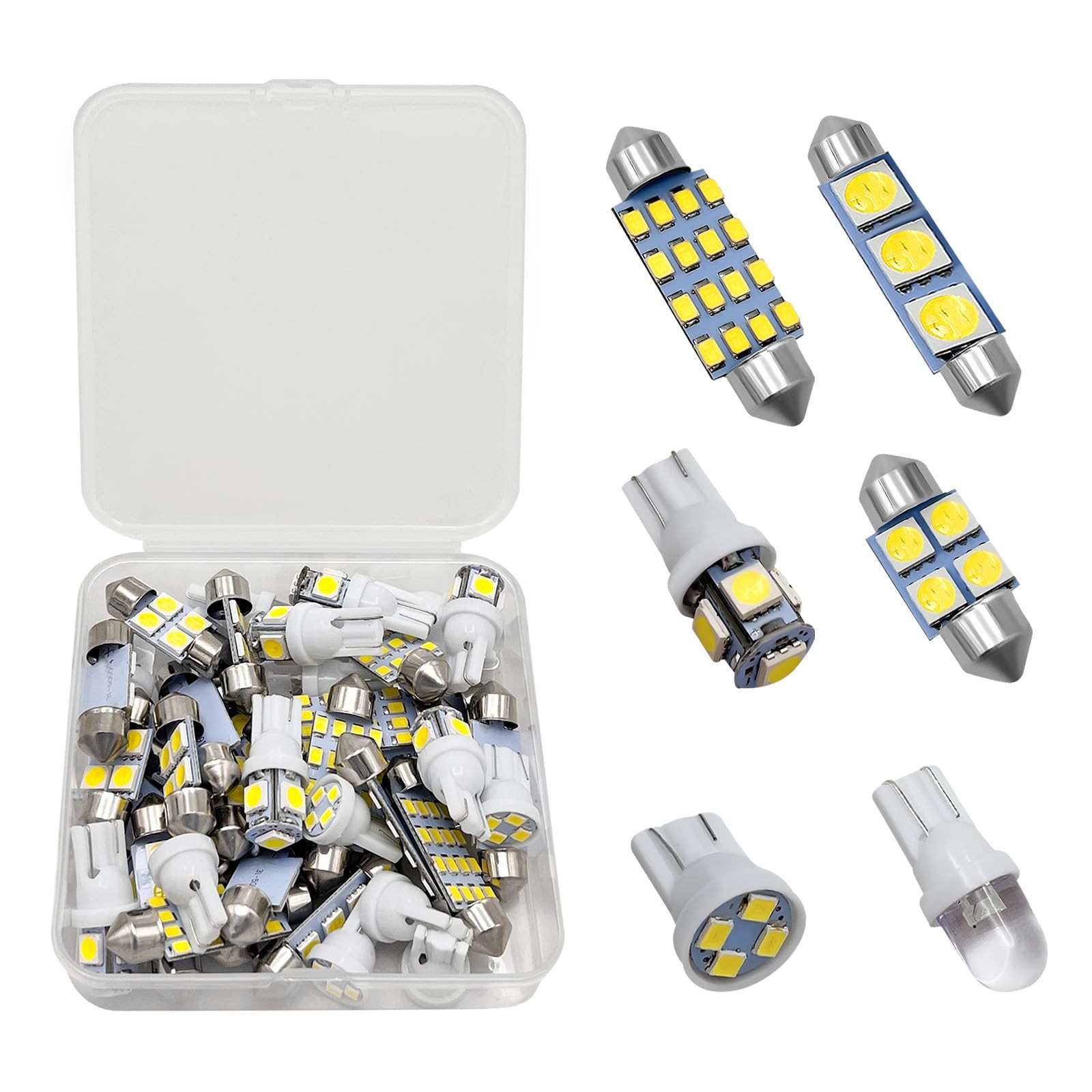 Kit de reemplazo de bombillas blancas para luces interiores de coche LED
