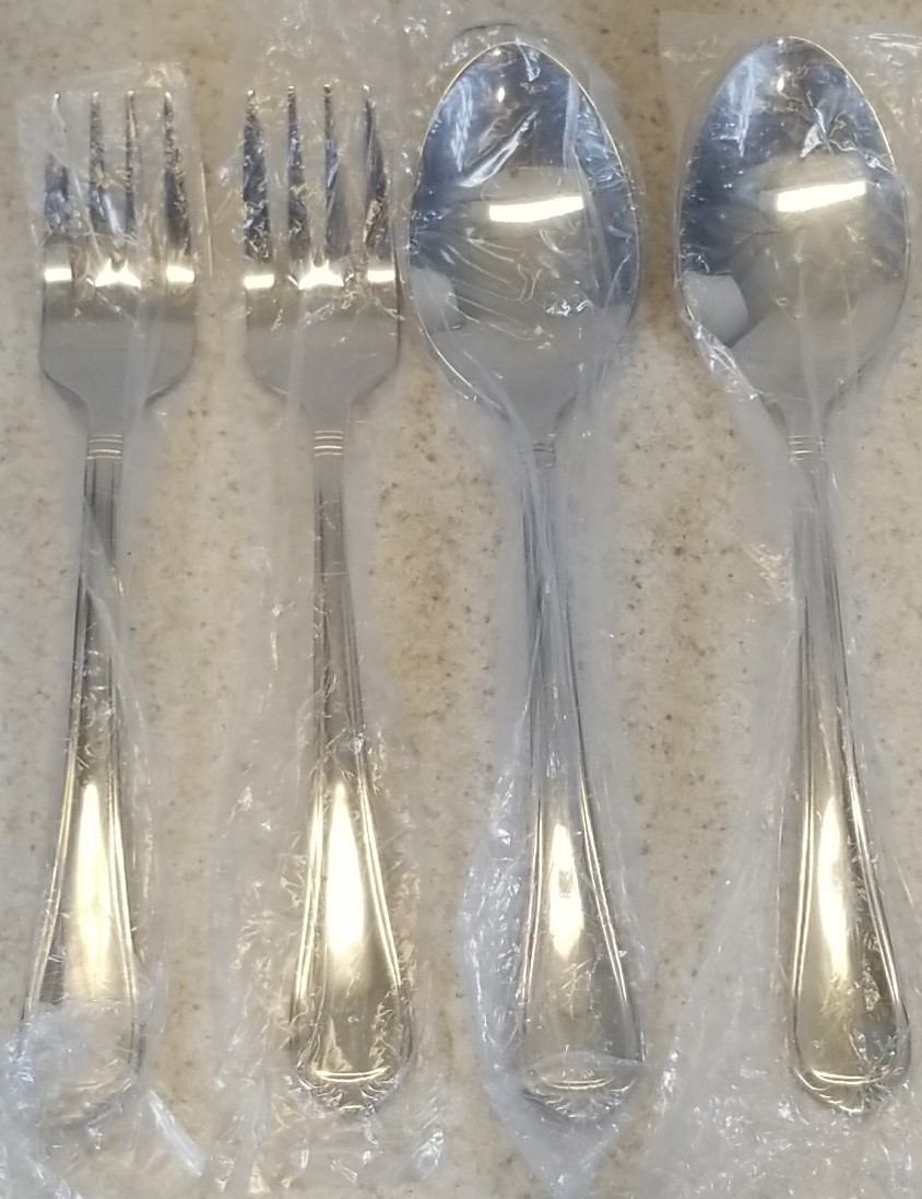 International Silver Nouveau Stainless 2 Place Spoons 2 Salad Forks New Unused