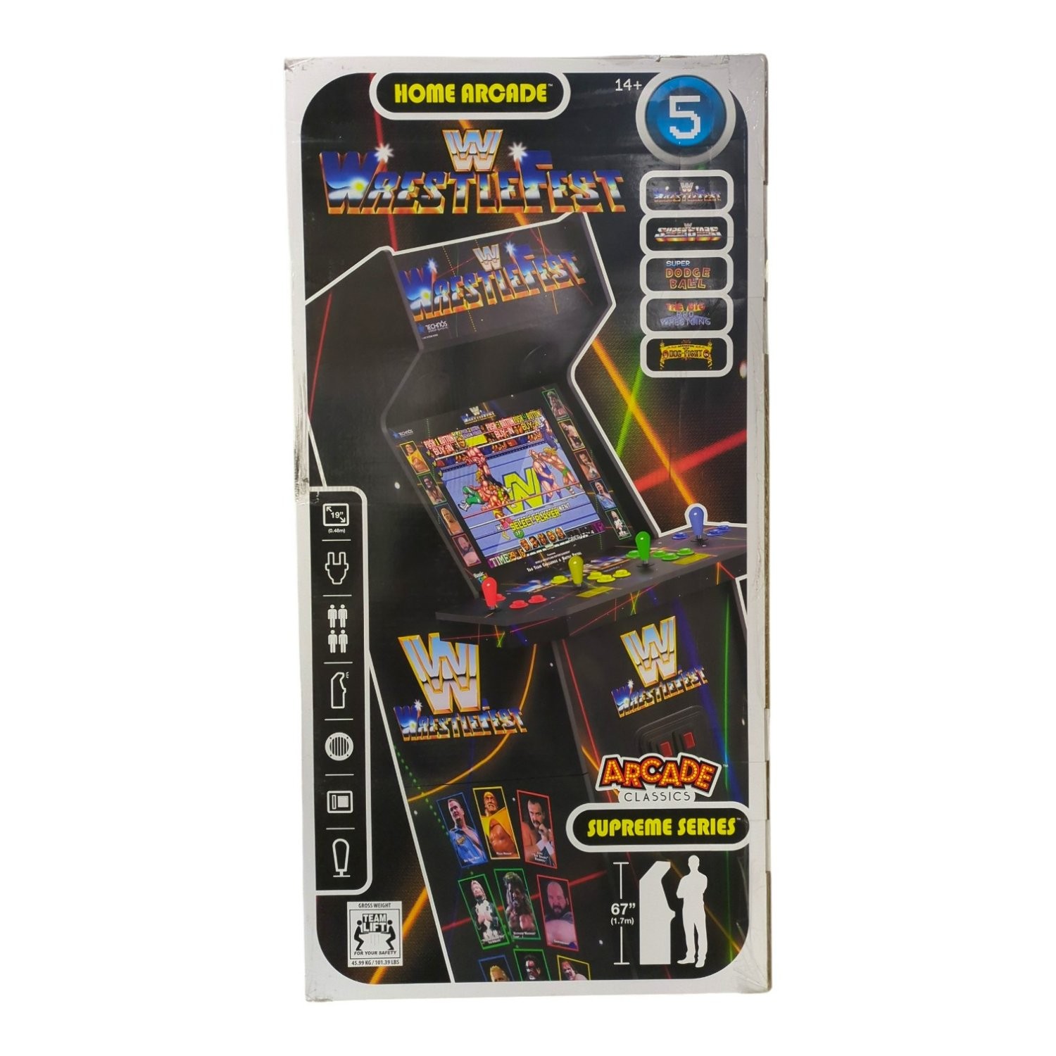 4 Player WWE Supreme Series Premium Arcade Cabinet, 5 Games Included