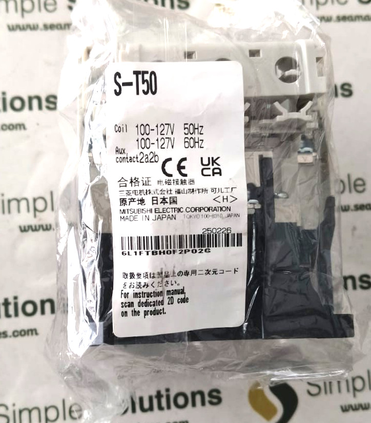 2PC LOT- Mitsubishi S-T50 Magnetic contactor 22kW,2NO+2NC/AC200V,50Hz- NEW