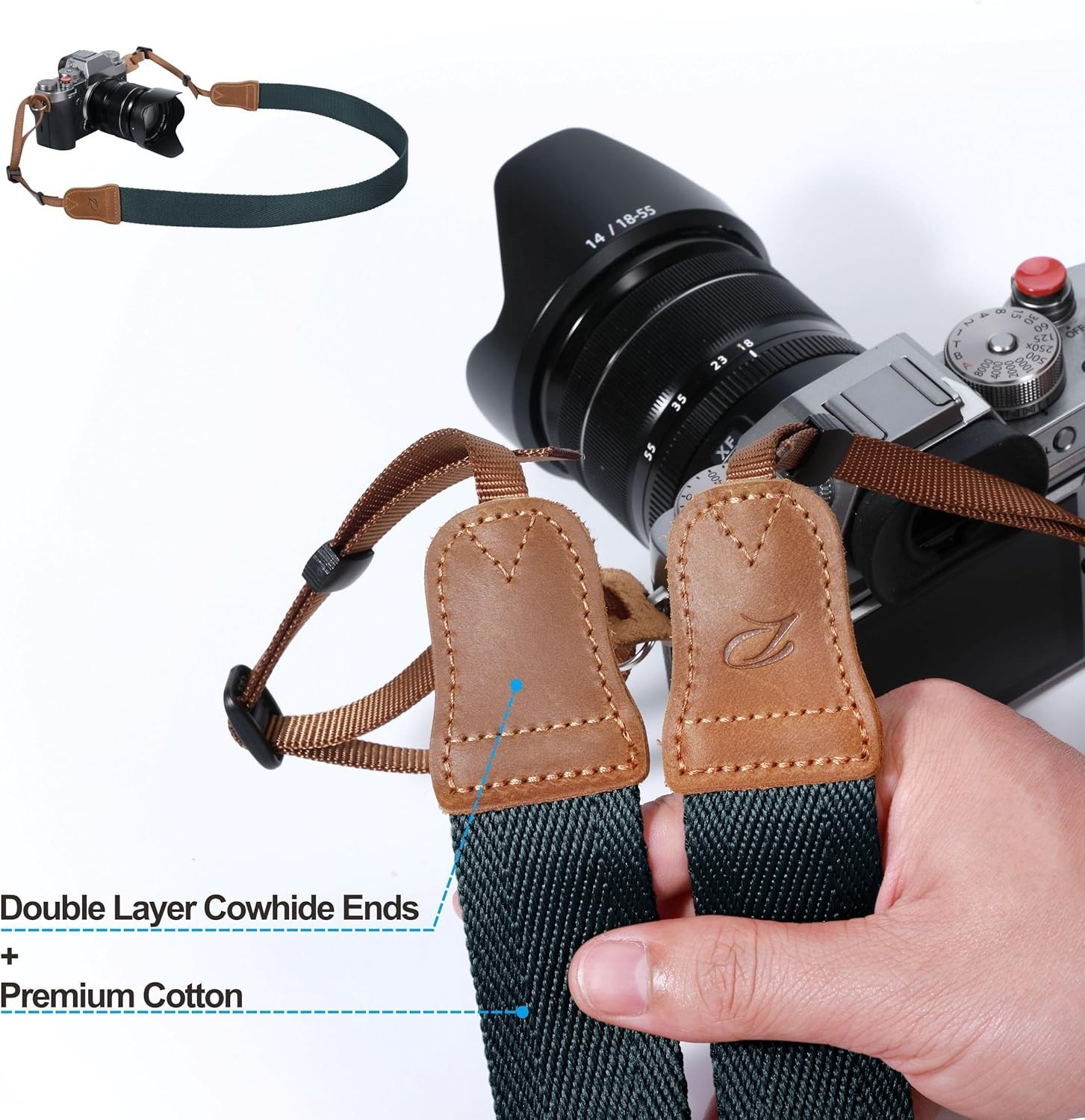 Comfortable Adjustable Photographer's Camera Strap - Dark Blue Green Retro Style