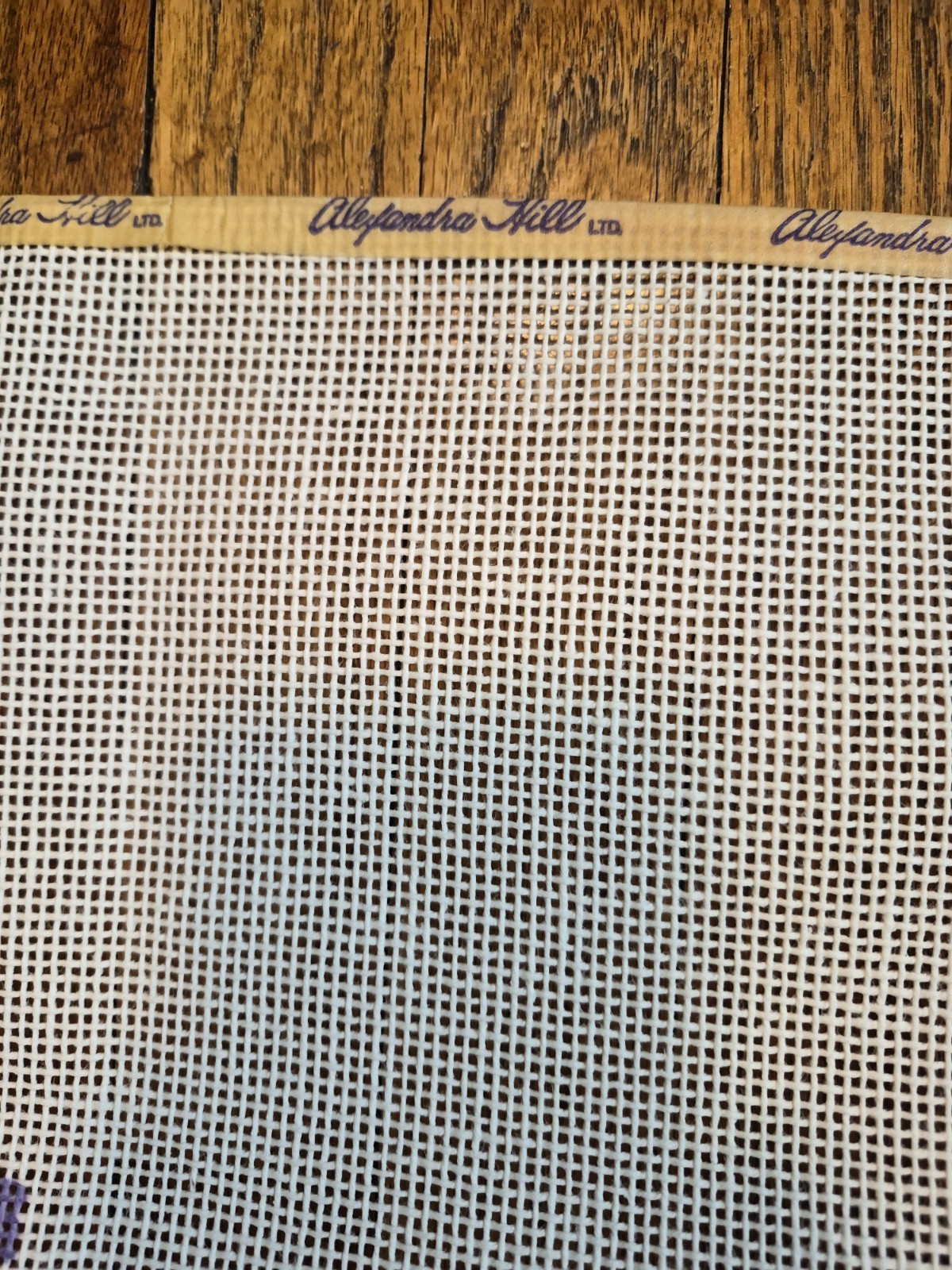 Vintage Tapestry Needlepoint Lilac Pattern On Aida Mesh