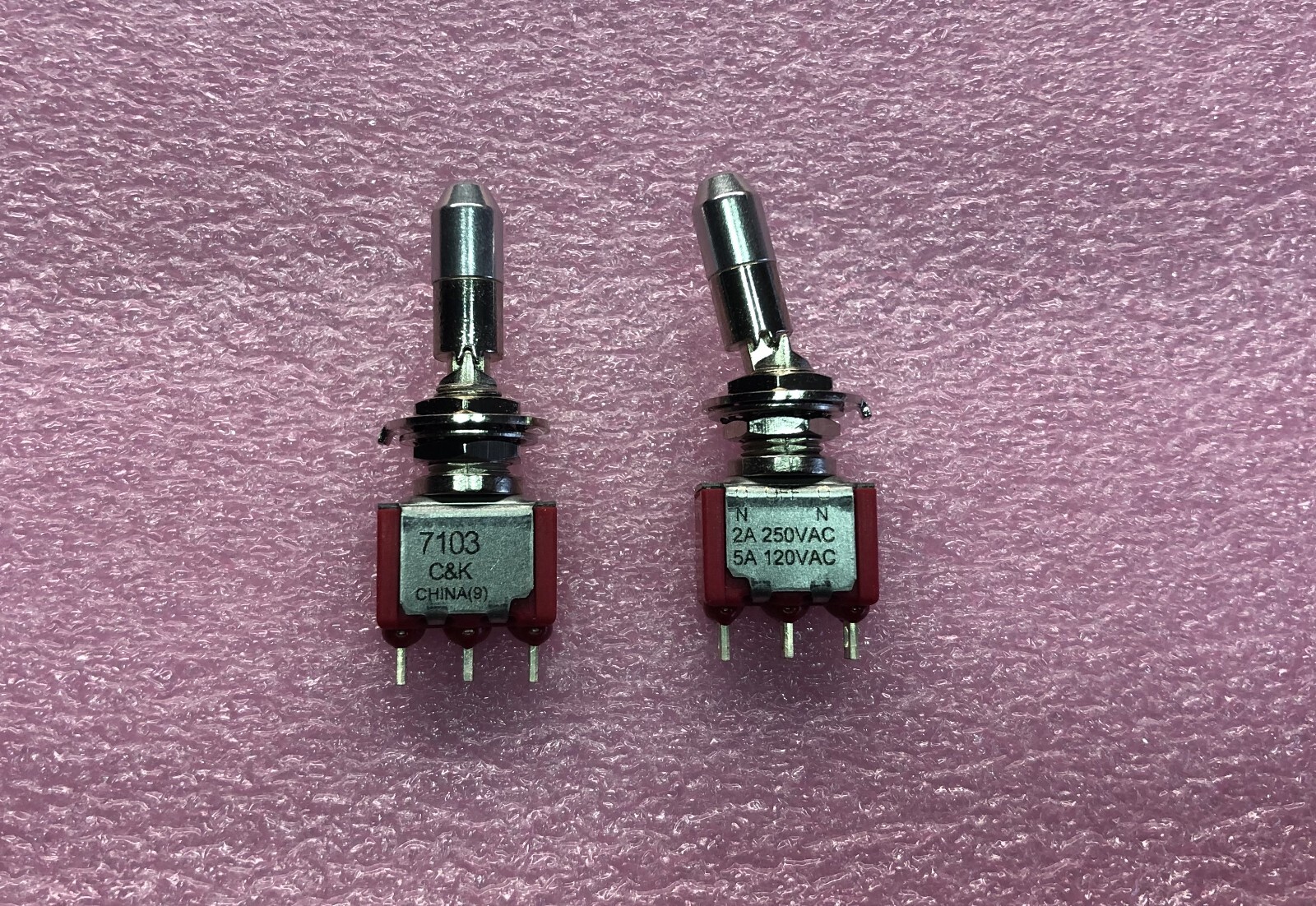 C&K 7103K2ZQE SPDT On-Off-On Locking Lever Miniature Toggle Switch 5A 120V 2 PCS