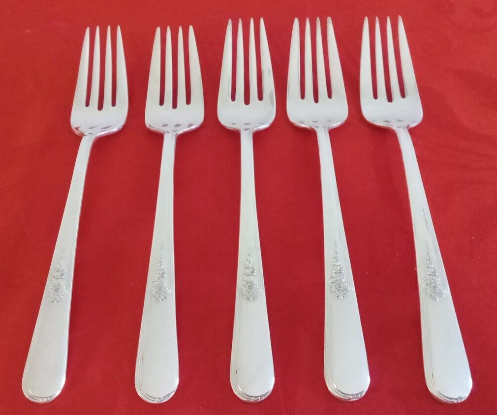IS Holmes & Edwards  Silverplate Youth lot of 5 salad forks 6 3/4" NM polished