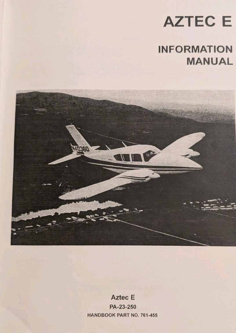 Piper Aztec E Pilot's Information Handbook Manual