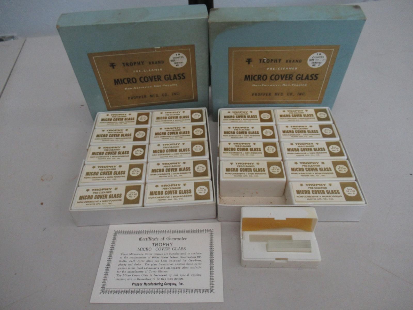 Vintage Trophy Brand Propper Manufacturing 2 cases Micro Cover Glass 22 x 40 ub