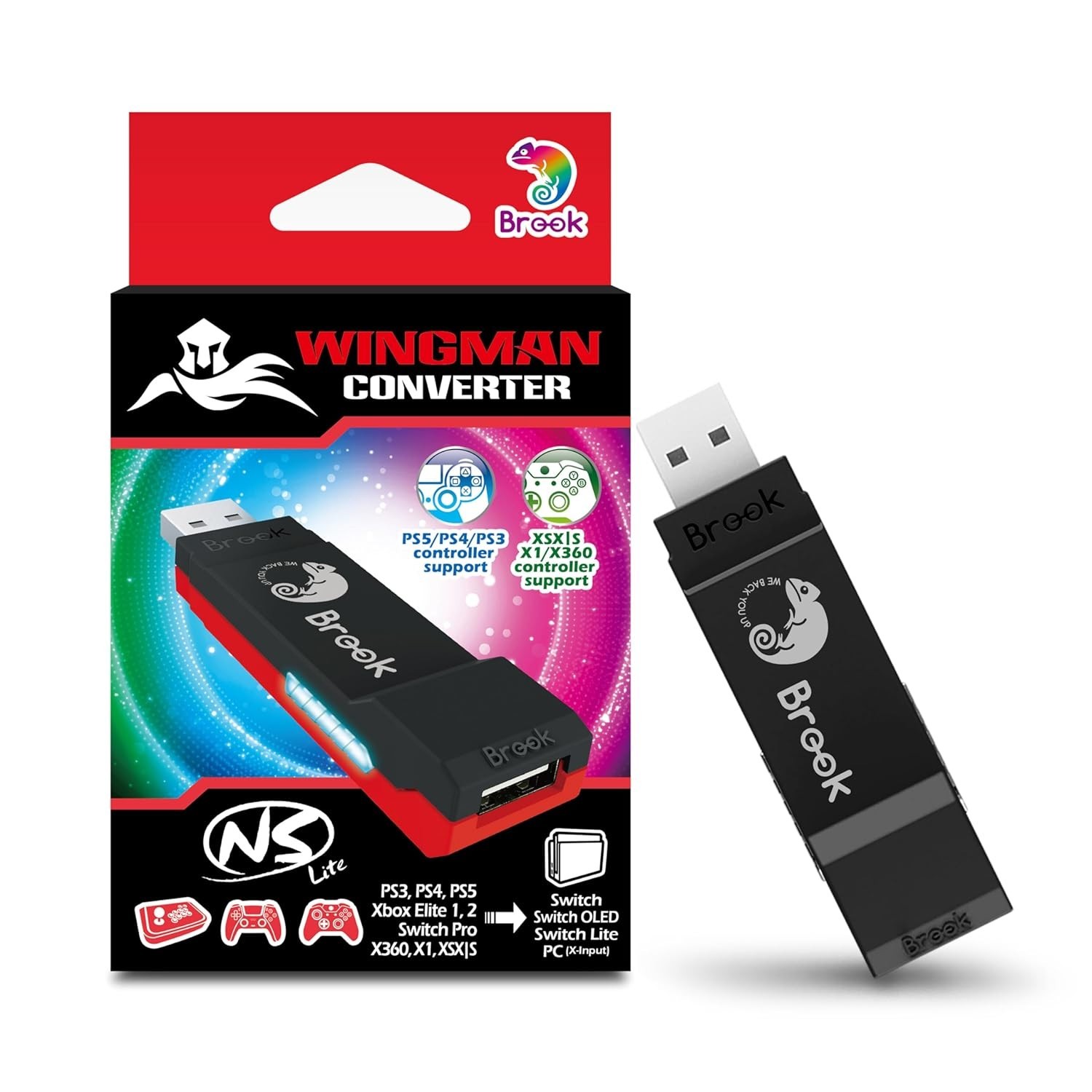 Brook Wingman NS Lite Converter: Support NS Pro Controllers on NS,NS2,Xbox V2026