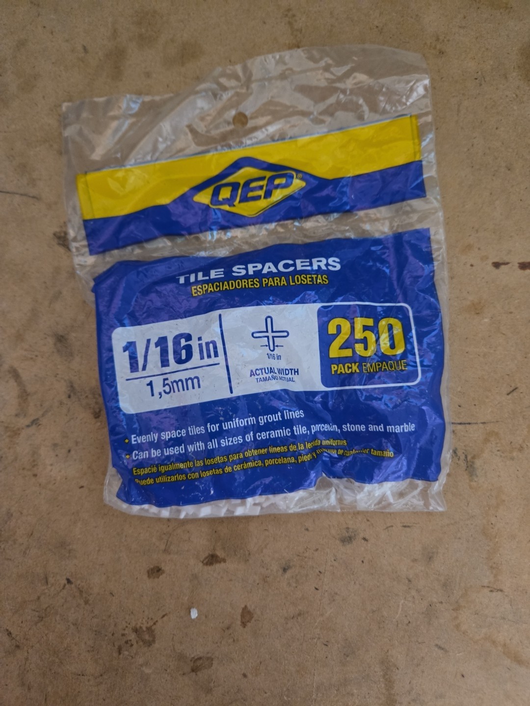 QEP 10006Q 1/16-Inch Tile Spacers for Spacing of Floor or Wall Tiles 250-Pieces
