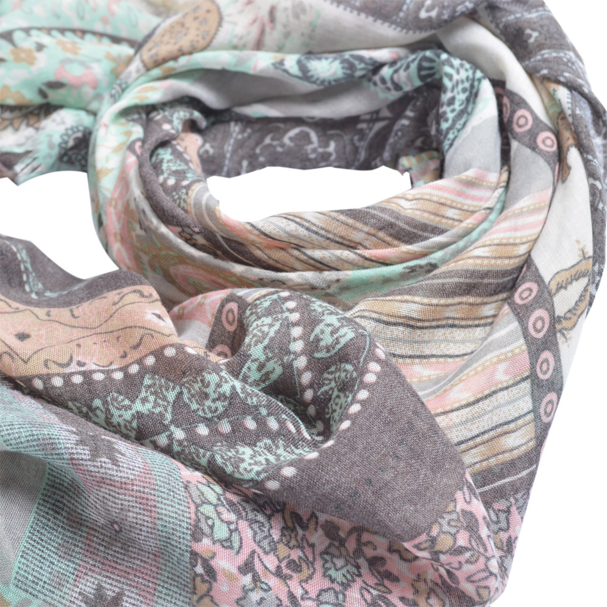 Premium Tribal Paisley Floral Print Frayed Edge Scarf Shawl Wrap - Diff Colors
