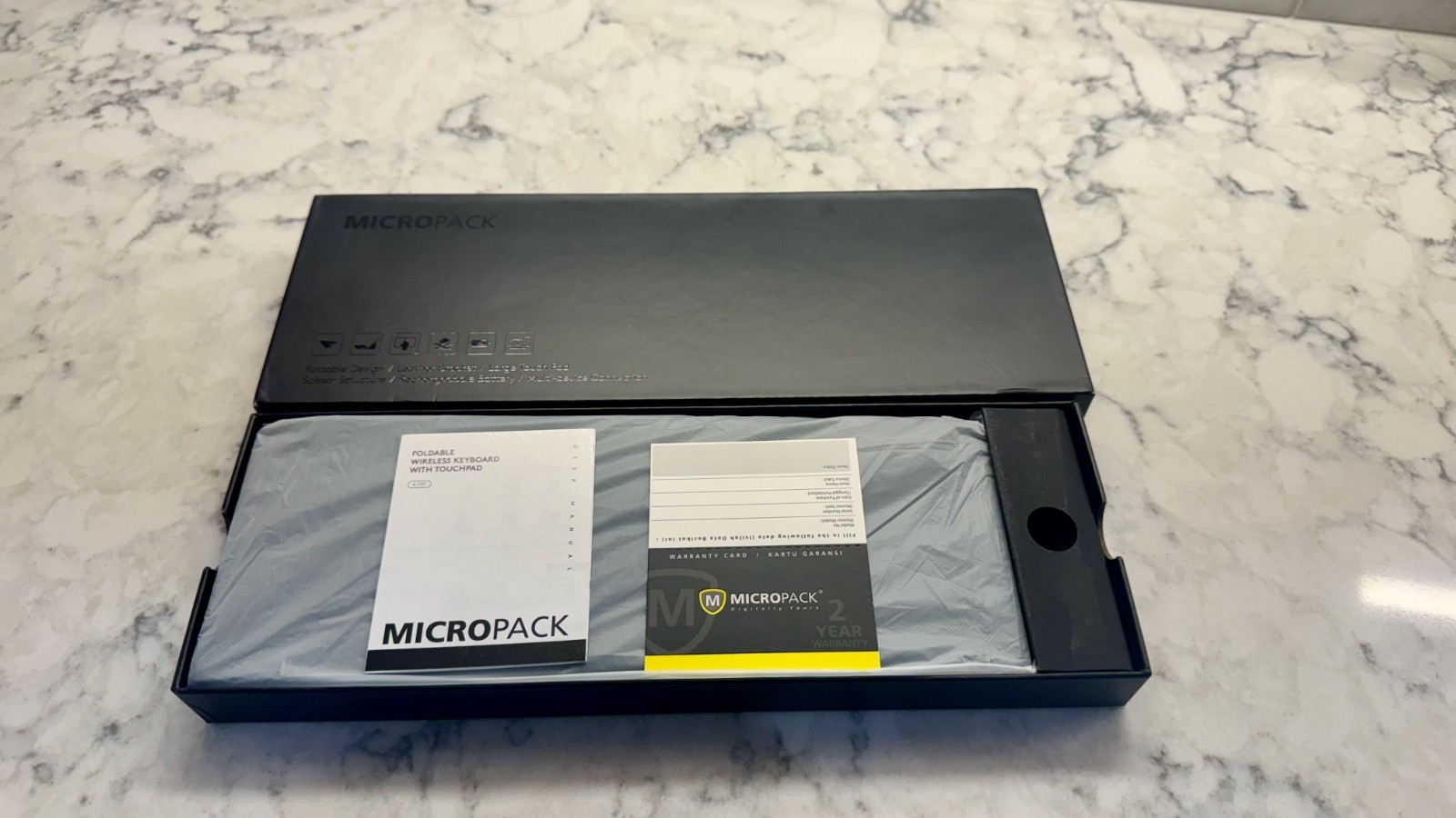 MicroPack Foldable Bluetooth Keyboard with Touchpad & Stand for Grey