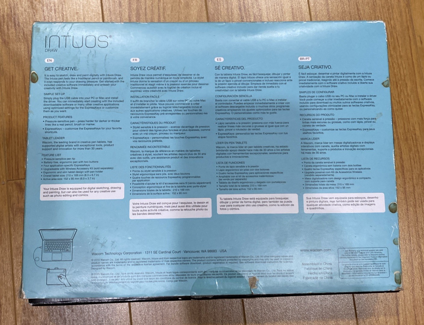 Wacom Intuos Drawing Tablet in Box CTL4900B Aqua - Excellent Working