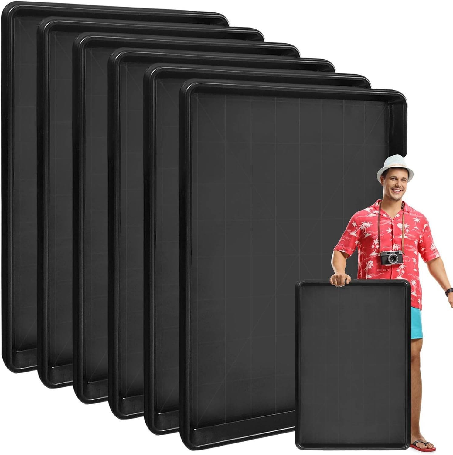 6‑Pack Extra‑Large Auto Oil Drip Pans 35.4×24×1.6 in — Plastic Oil Catch Trays