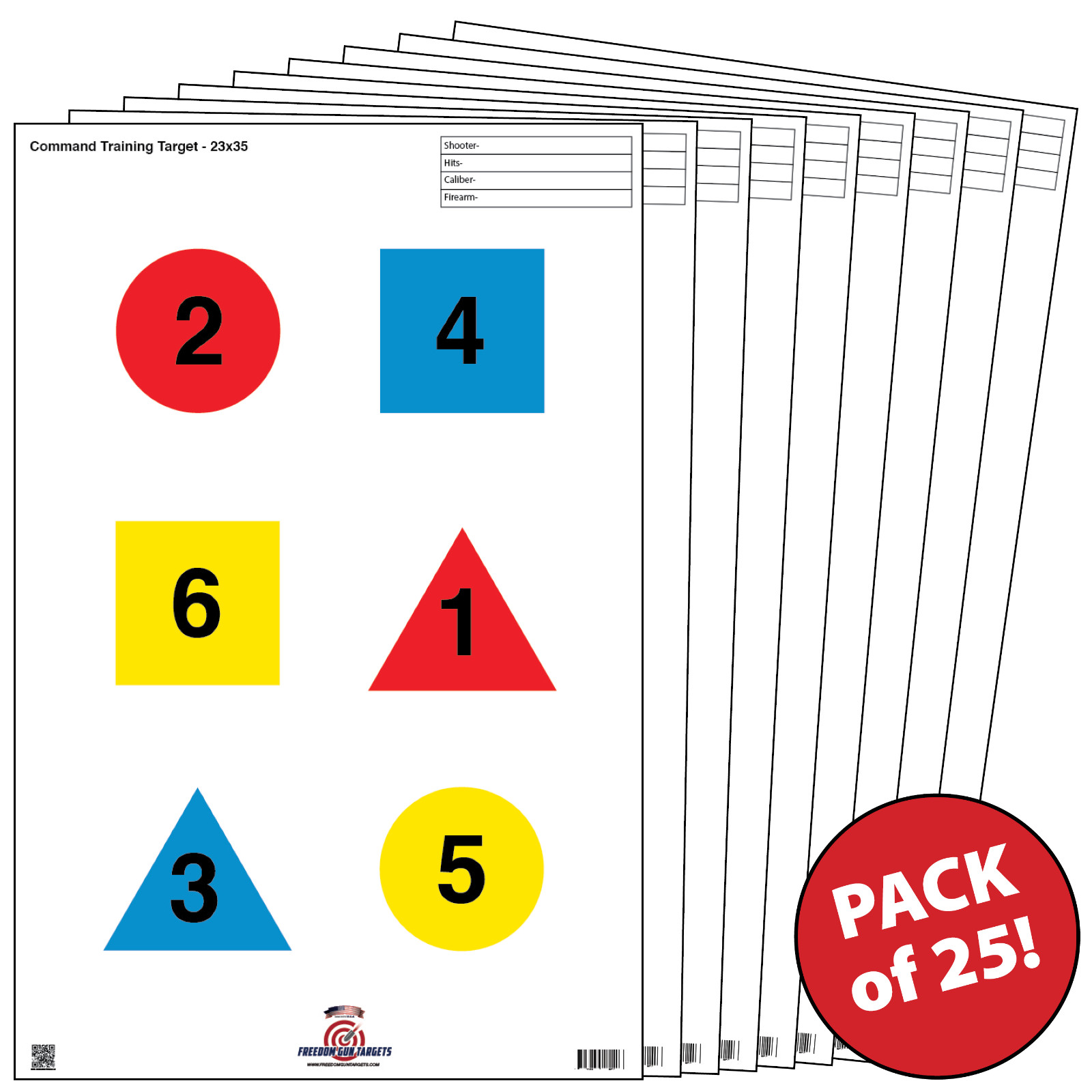25 Paper Shooting Target Gun Range Pistol Rifle Firearms Command Training 23x35