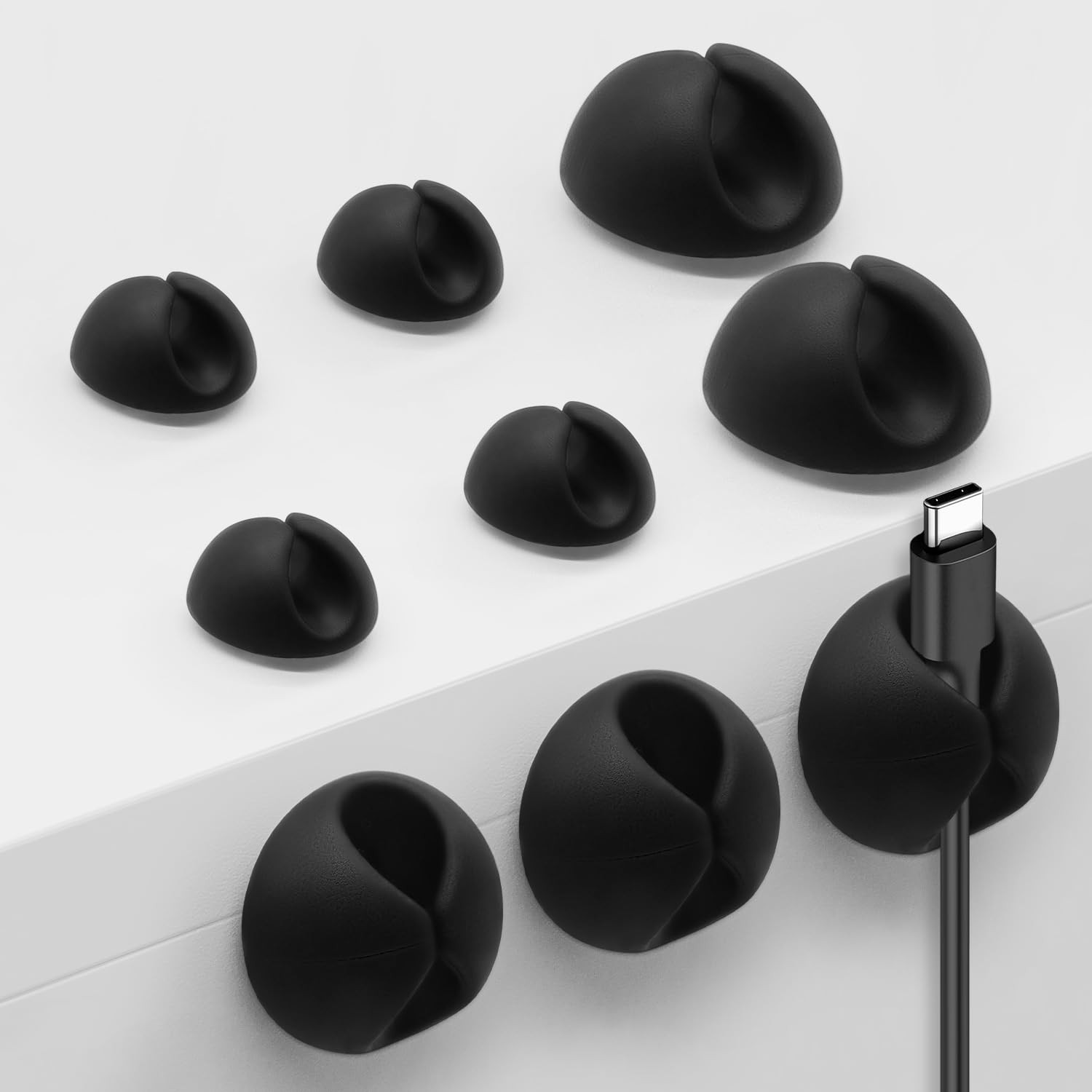 Organizador adhesivo para cables con clips, soporte para cable de carga