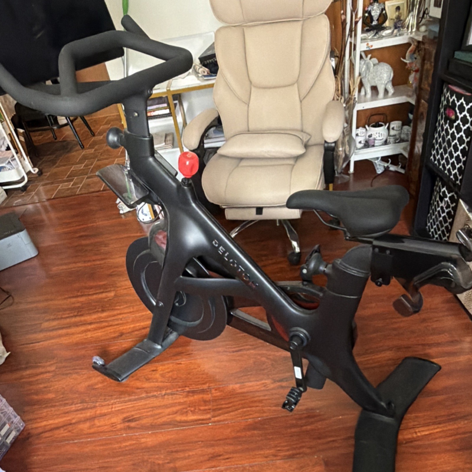 Peloton Upright Exercise Bike, Touchscreen, Adjustable Seat, Black