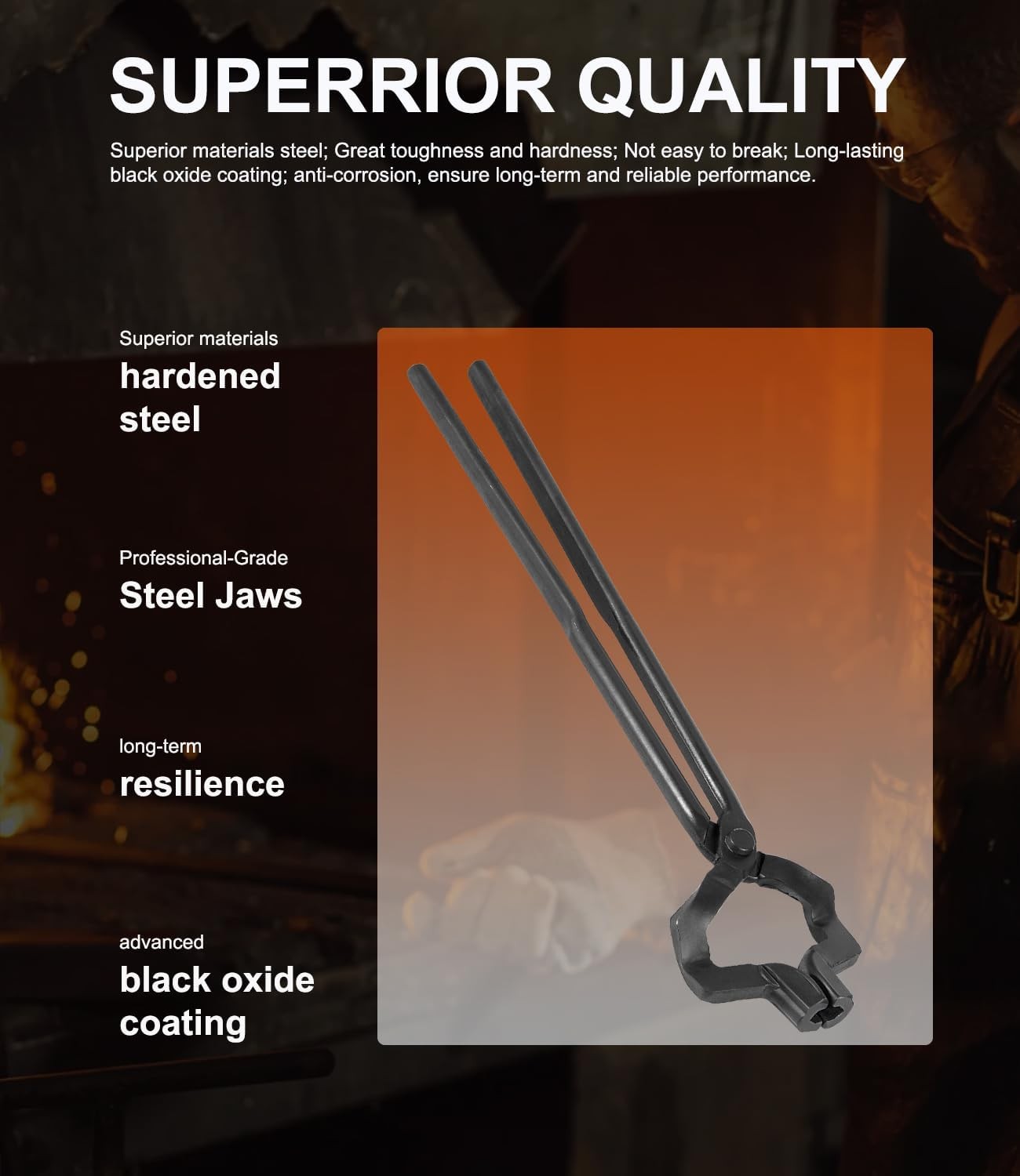 Steel 16inch Z- V-Bit Style Tongs Z-Jaw Offset Tongs For Blacksmith Knife Making
