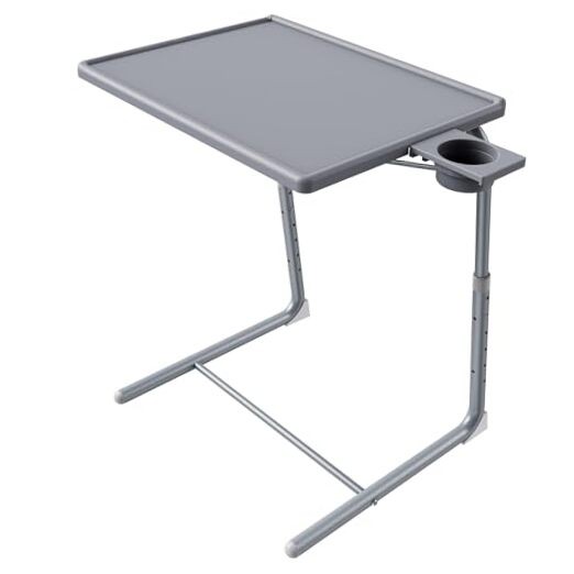 Adjustable TV Tray Table - TV Dinner Tray on Bed & Sofa, Comfortable Grey