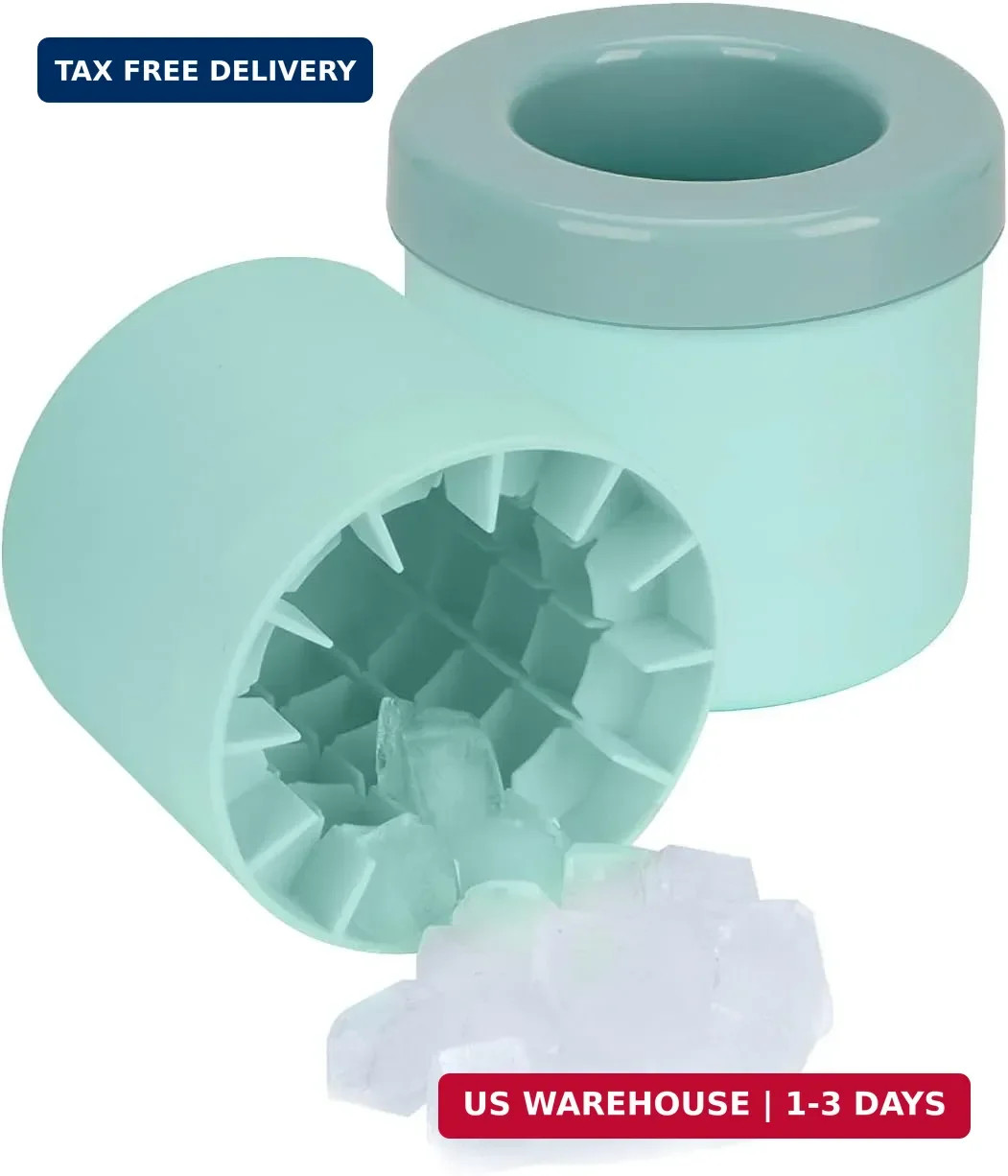 2 Pack Cylinder Ice Cube Mold Ice Trays, Silicone Ice Bucket, Portable Ice Cube