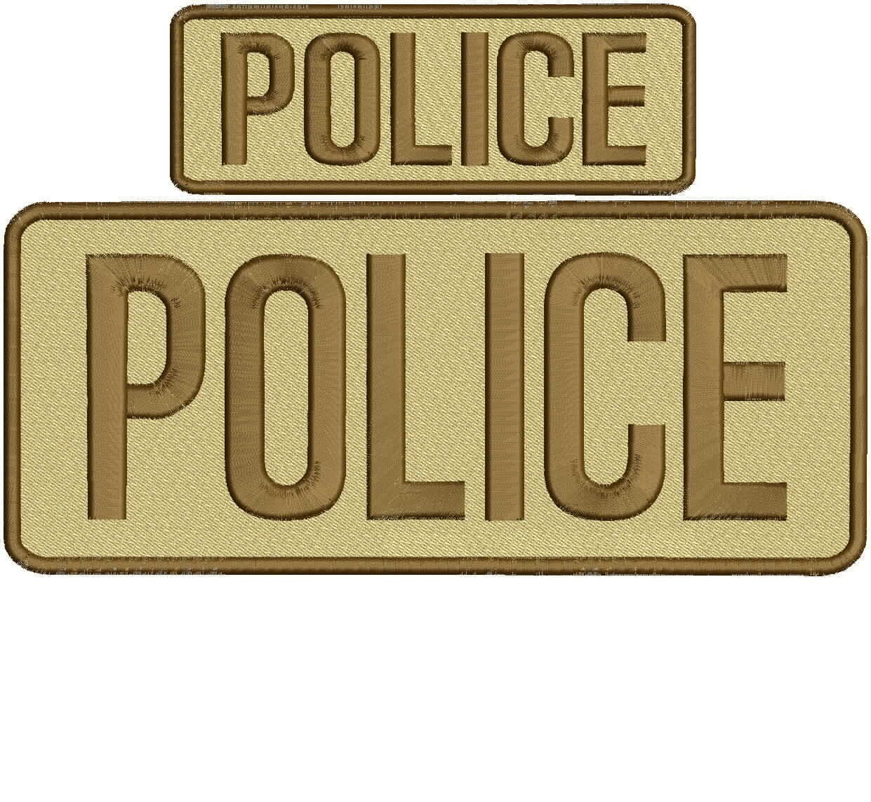 police embroidery Patches 4x10 and 2x5 hook on back  brown letters