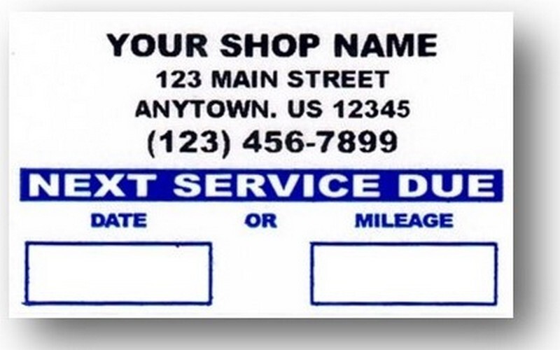 Custom Oil Change Reminder Stickers 1000/ROLL ORSPL1000-1