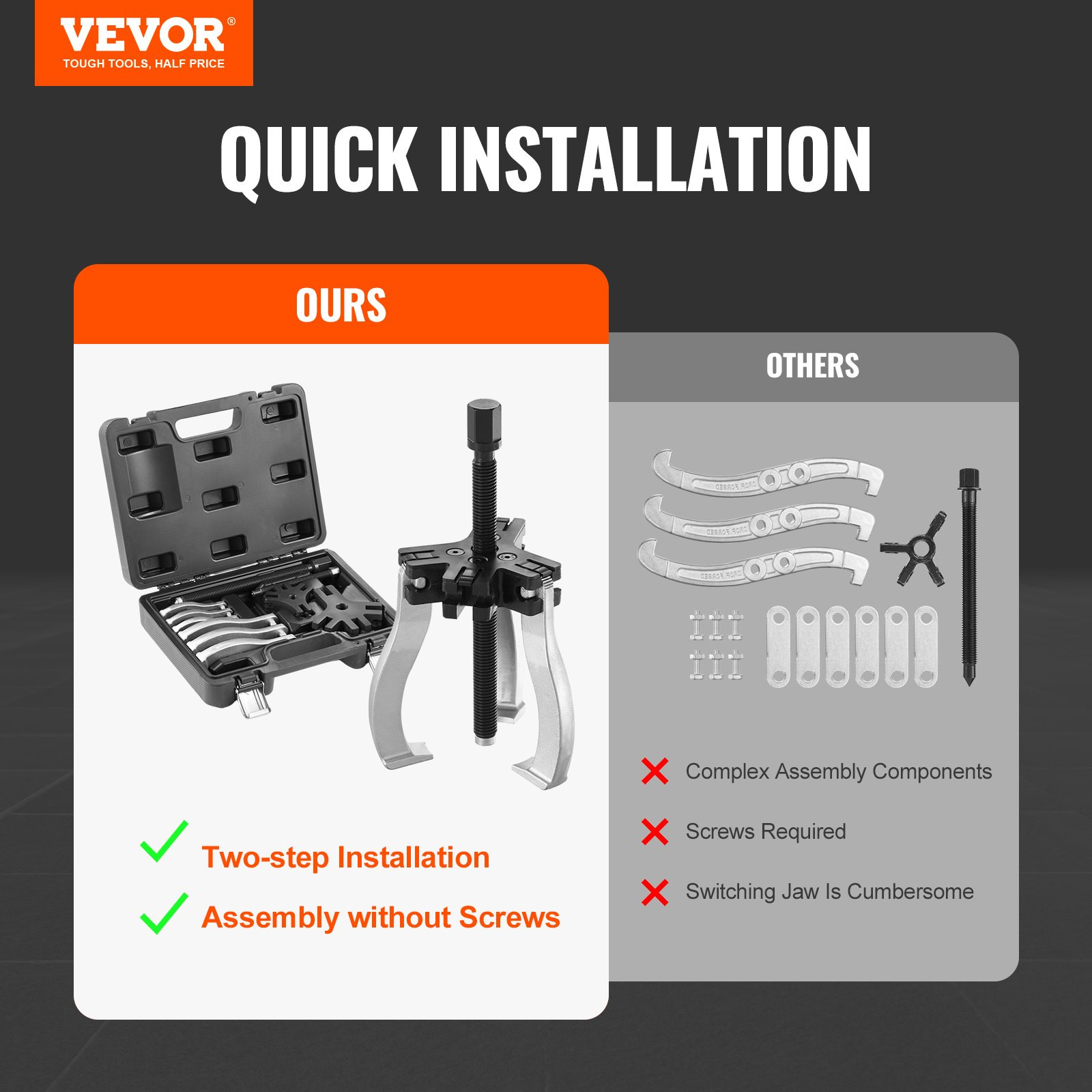 Gear Puller Set, 3" and 7" Puller Kit, 2-Piece