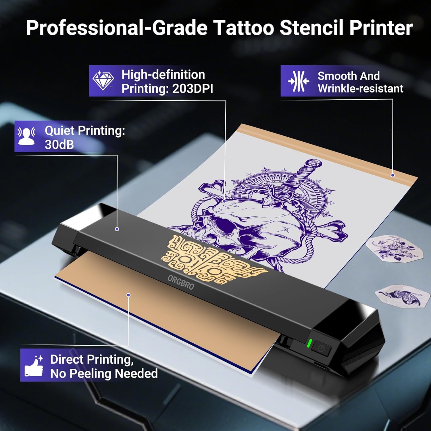 ORGBRO Tattoo Stencil Printer, X8 Thermal Transfer Printer with Black