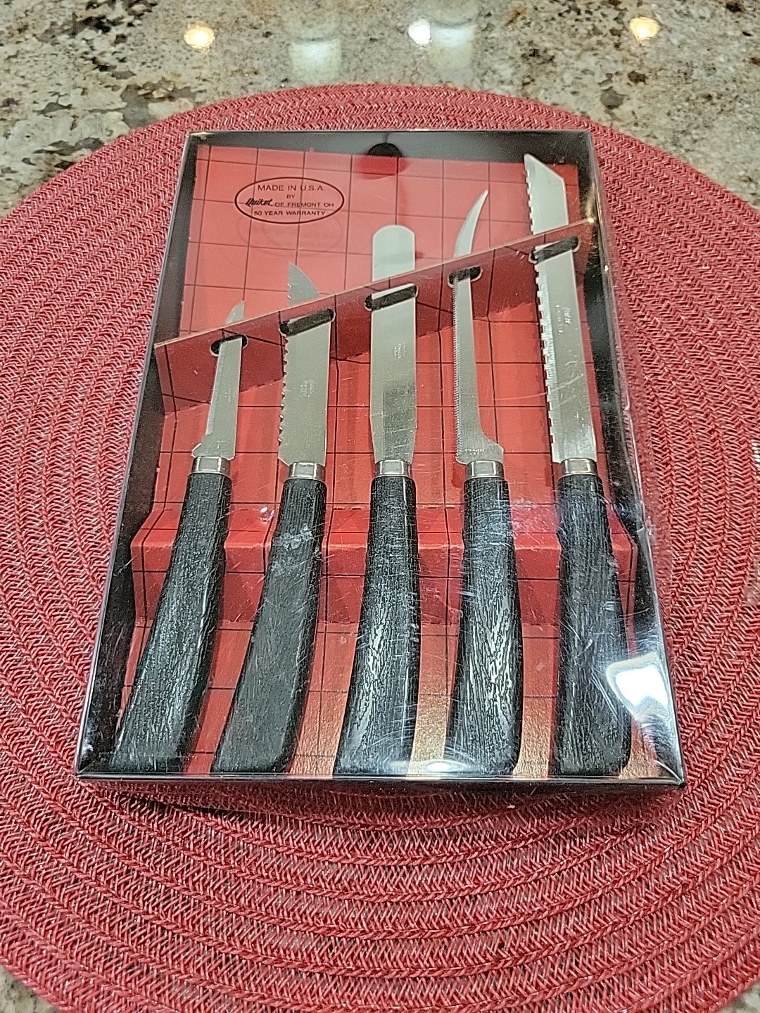 VINTAGE Quikut Stainless Steel Kitchen Cooking Knives SET OF 5 Made In USA New