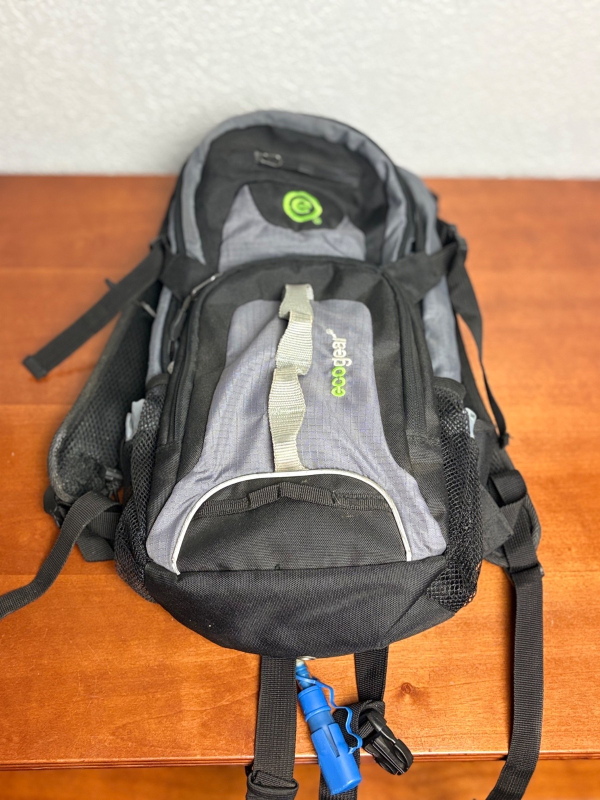 Ecogear Glacier Black Grey Recycled Polyester Hydration Hiking Backpack OS