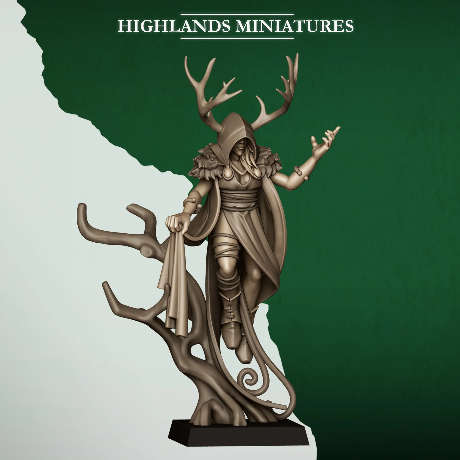 Female Druid - 28-120mm Feral Elves - Resin Tabletop Miniature