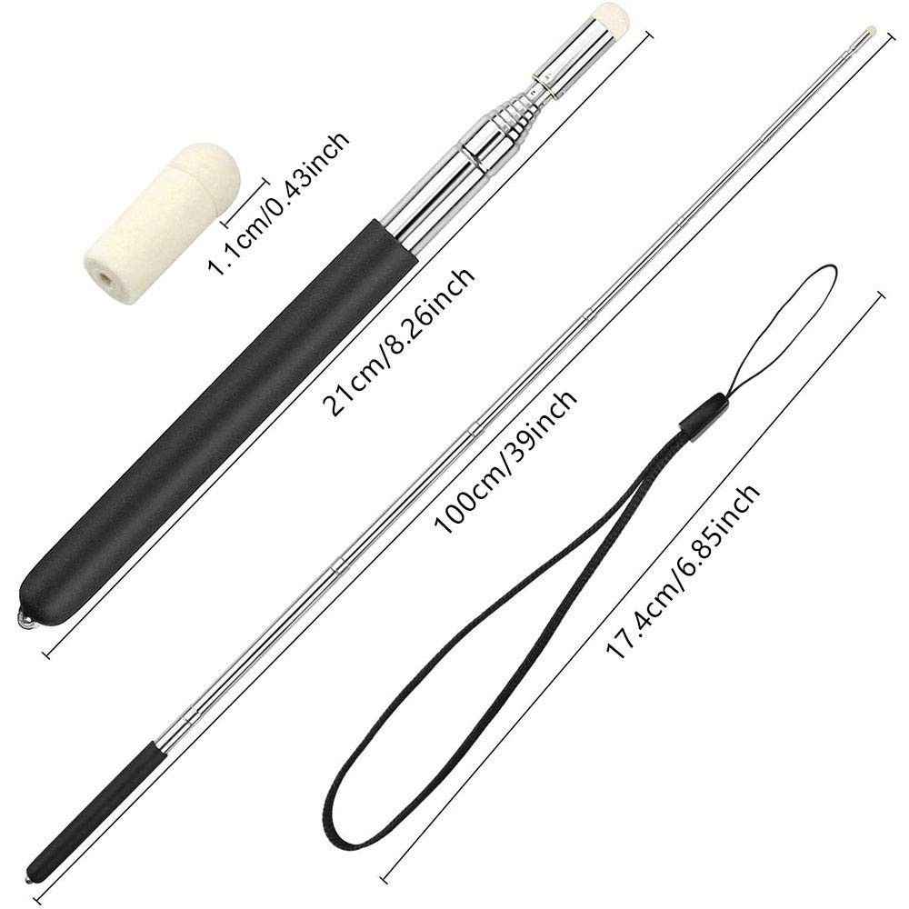 VOVIGGOL Telescopic Teacher Pointer Stick with Hand Lanyard, Teaching Black