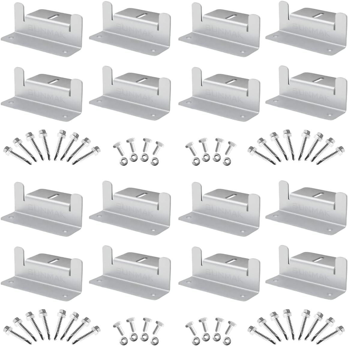 16 Units per Set Solar Panel Mounting Z Brackets, Silver, White