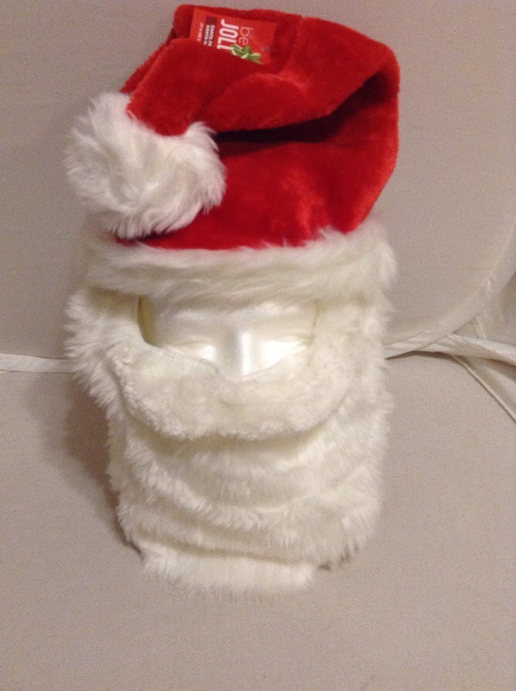 Christmas Adult Santa Face With Santa Hat Red & White