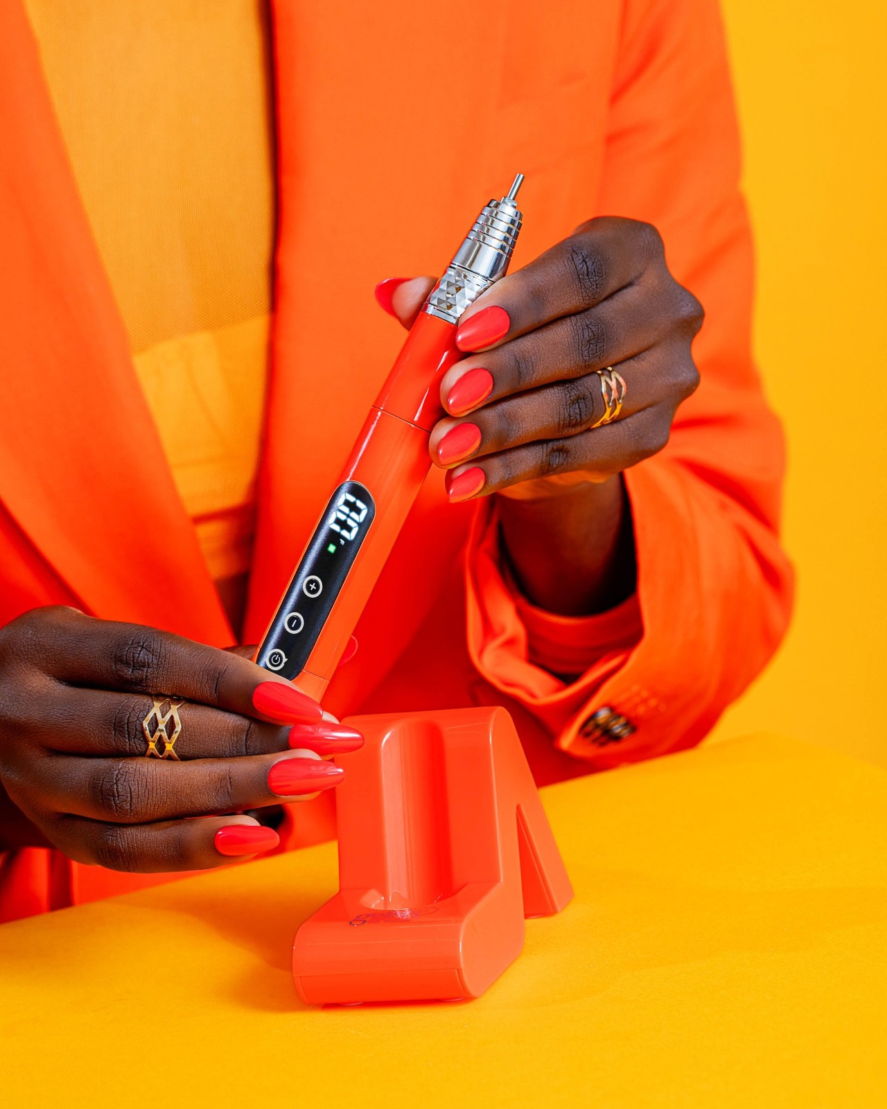 Gelish Cordless Go File - Includes Dock & Handpiece, Neon Orange