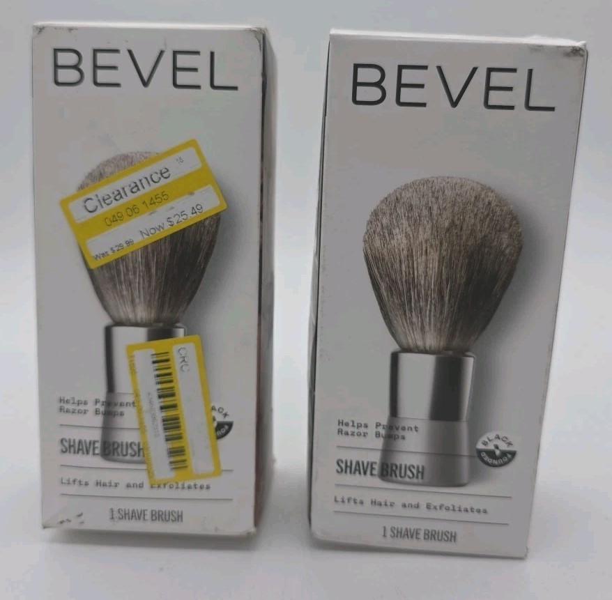 Bevel Shave Brush in Silver Lot Of 2