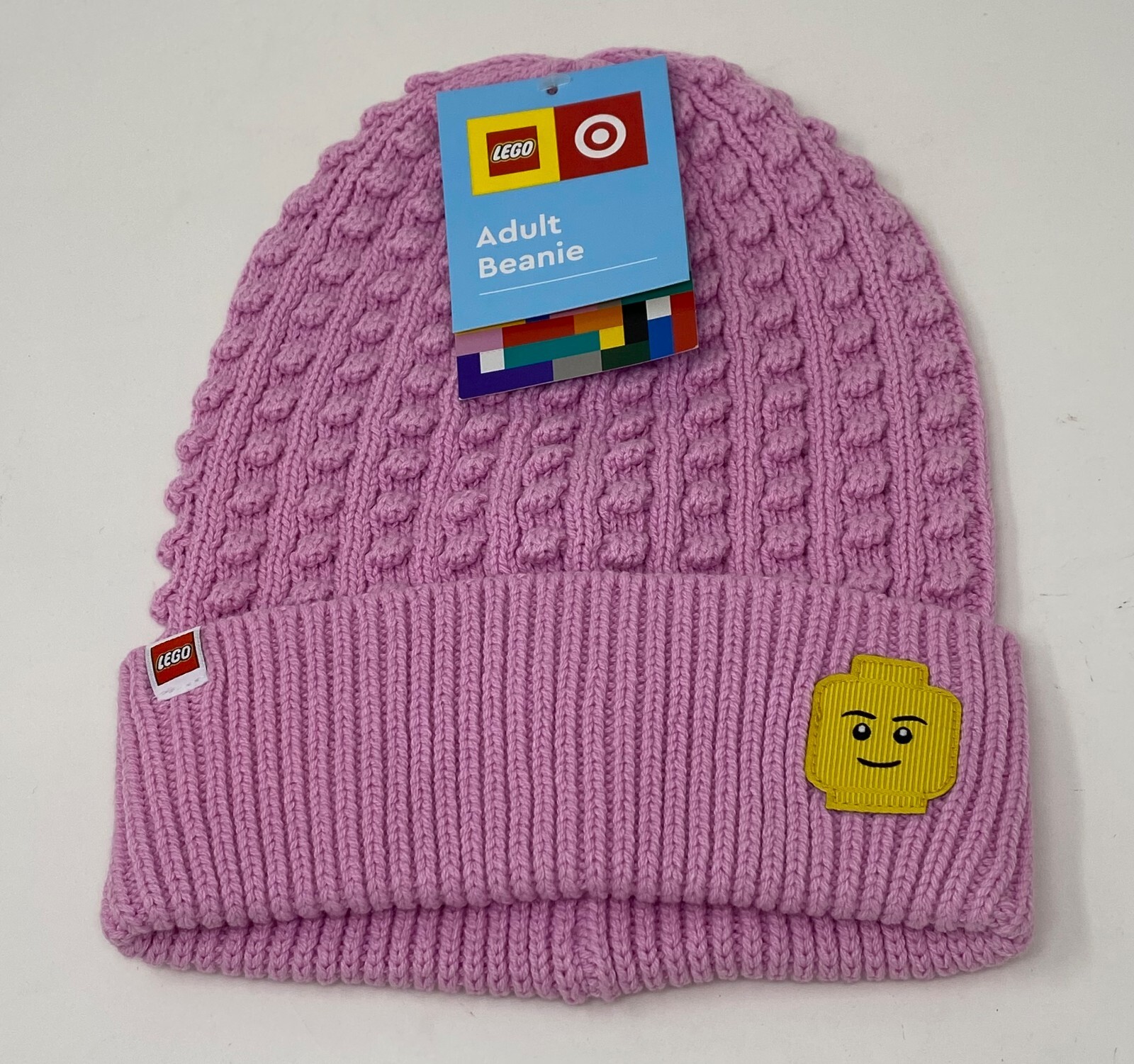 Womens LEGO Minifigure Beanie Knit Winter Hat Target Pink NWT Limited Edition