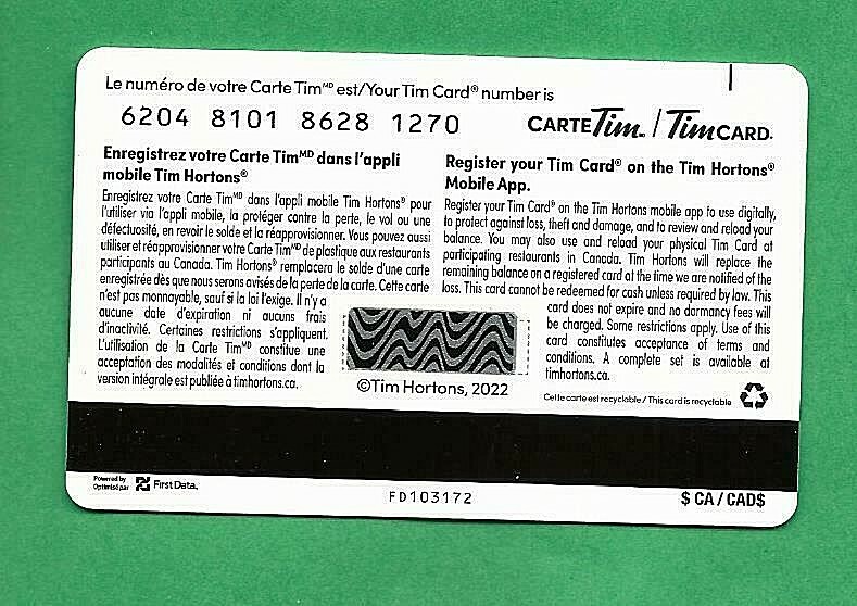 2022 Tim Hortons Easter Tim Bits L Gift Cards No Value
