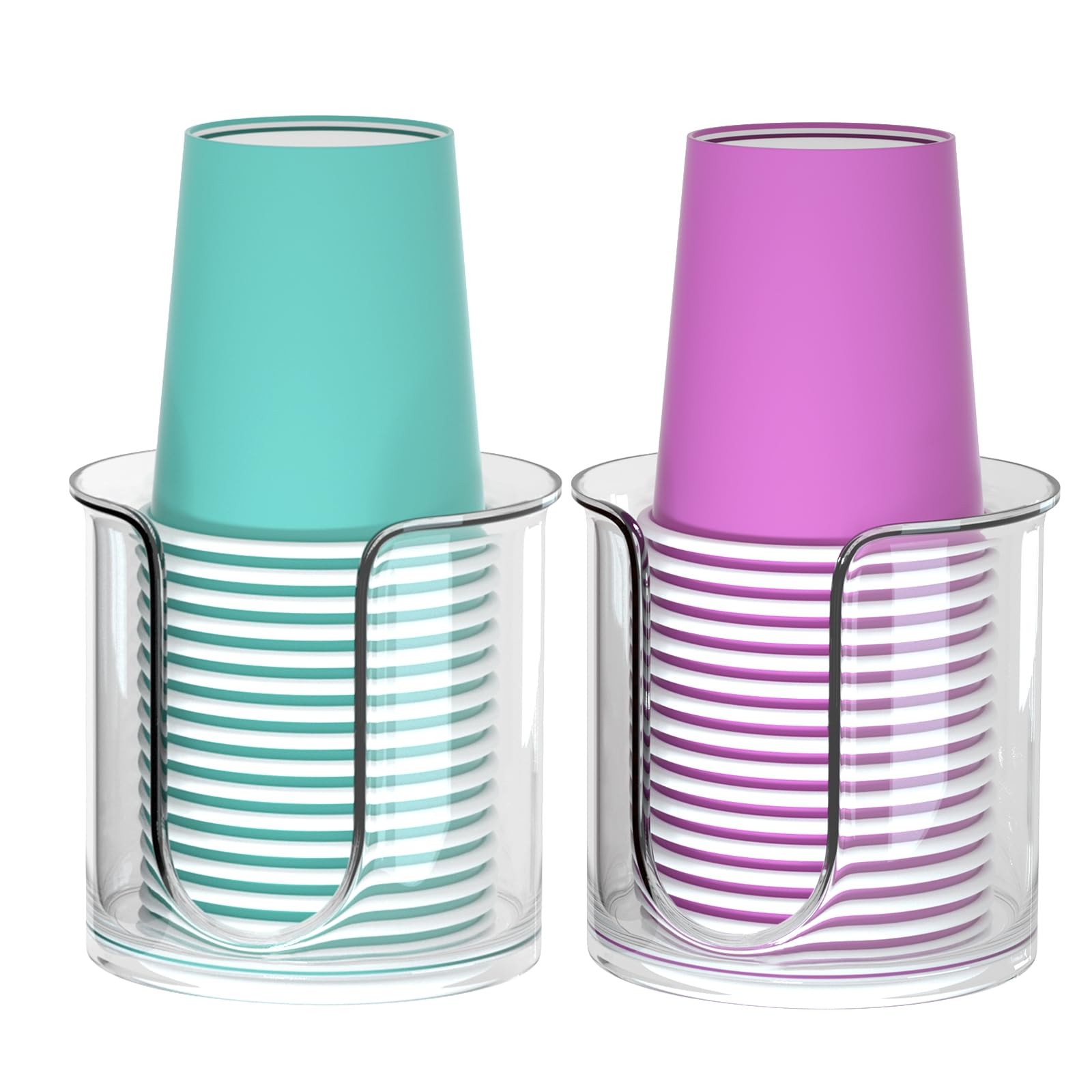 2 Pack Bathroom Cup Dispenser - Countertop 3 oz Bathroom Cup Holder for Dixie an