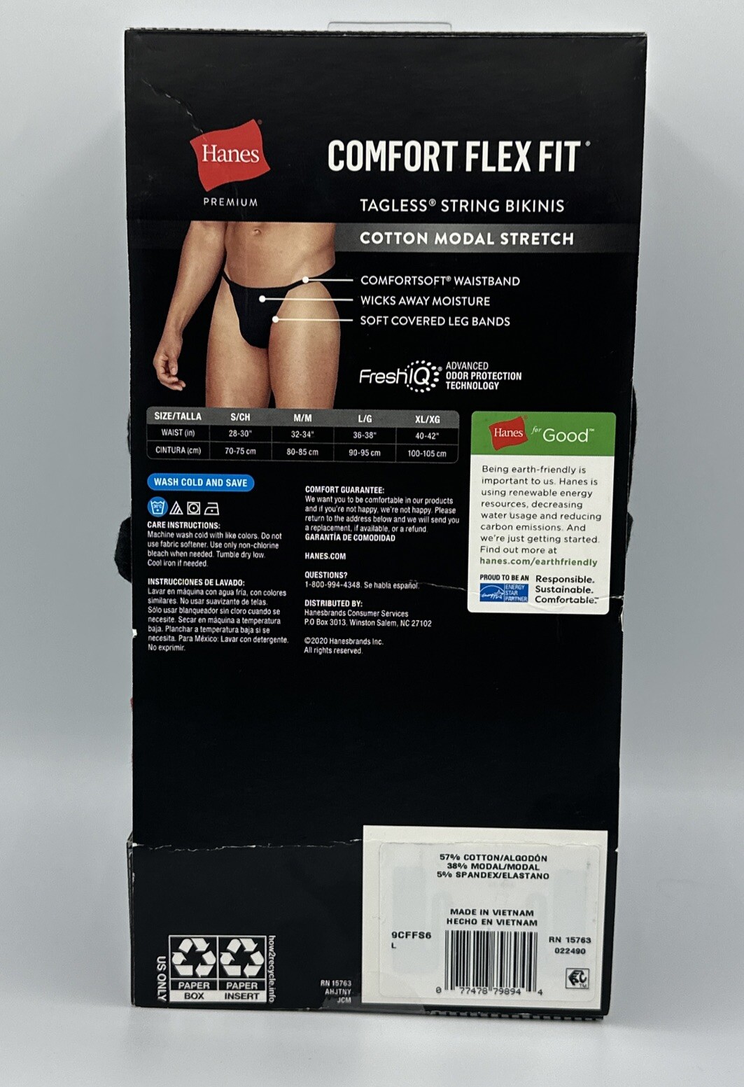 Hanes Comfort Flex Fit Men's String Bikini 6 Pack Large 9CFFS6 Discontinued New