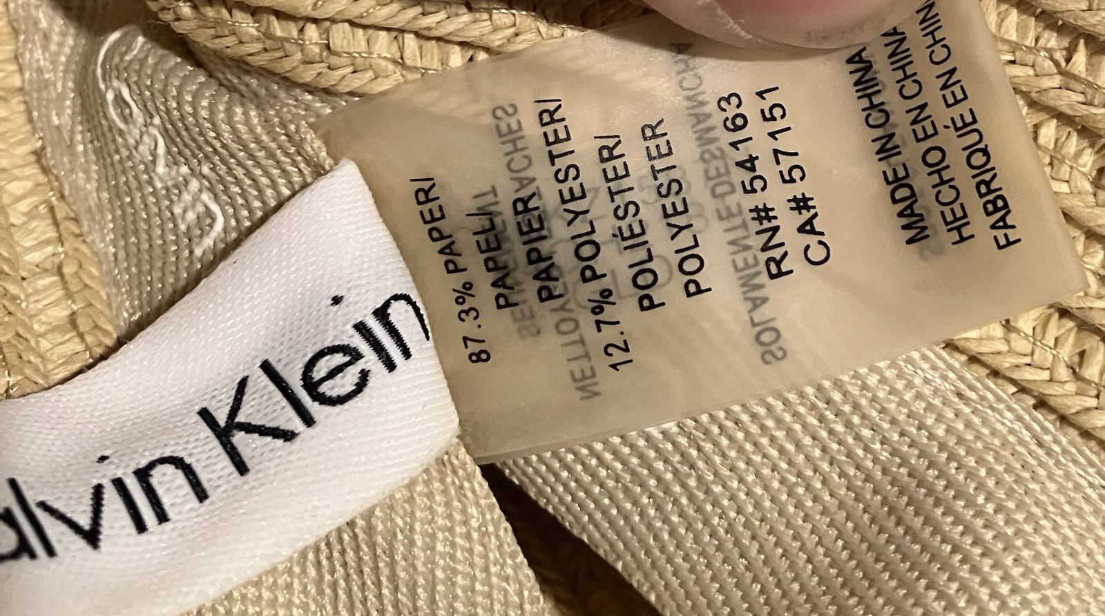 Calvin Klein Beige Woven Hat