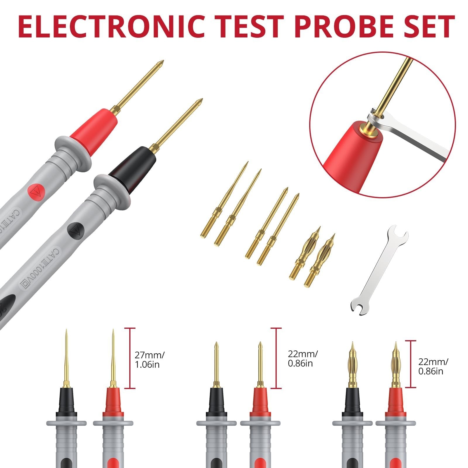 28PCS Silicone Multimeter Leads Kit - Replaceable Probes, Alligator Clips & Stor