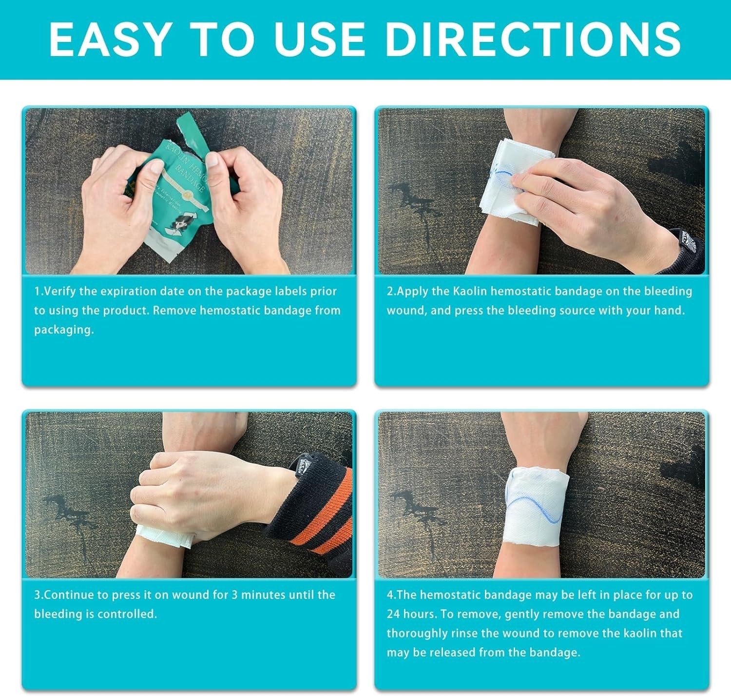 Quick Clot Gauze, First Aid Advanced Stop The Bleed Kit Combat Flexible Hemos...