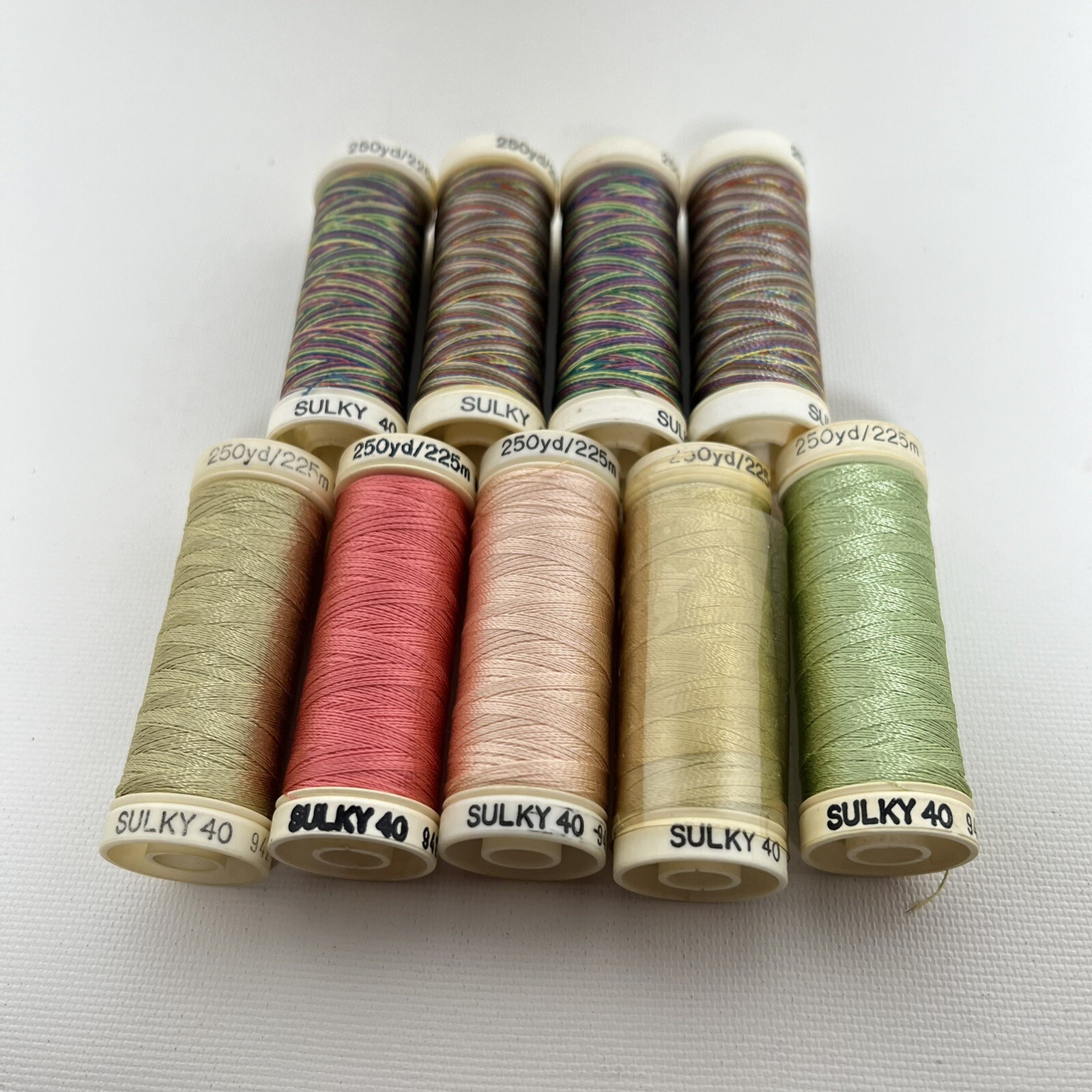 Sulky 40wt Embroidery Thread 250 yd. 9 Spools Various Colored Thread