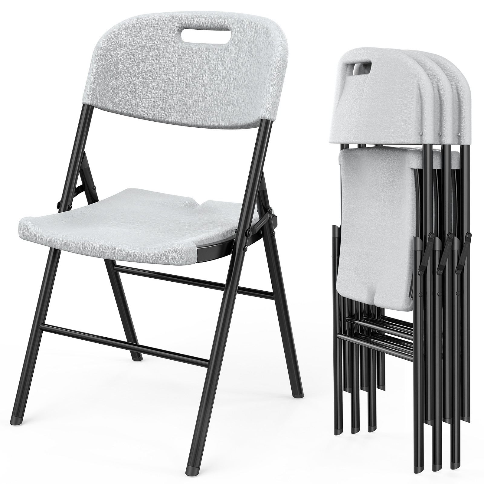 4PCS Folding Chairs Set Stackable Plastic Seat Commercial Wedding Party