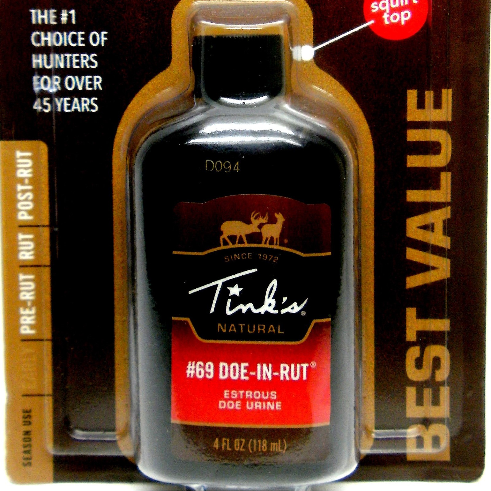 TINKS NATURAL #69 DOE IN RUT ESTROUS DEER PRE POST RUT Lg 4Oz Hunting Squirt Top