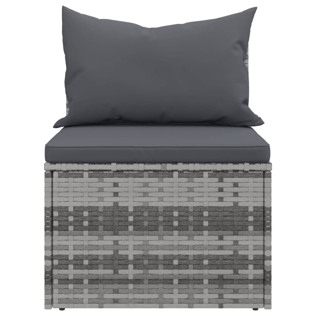 Garden Middle Sofa Grey PE rattan, powder-coated steel Medium