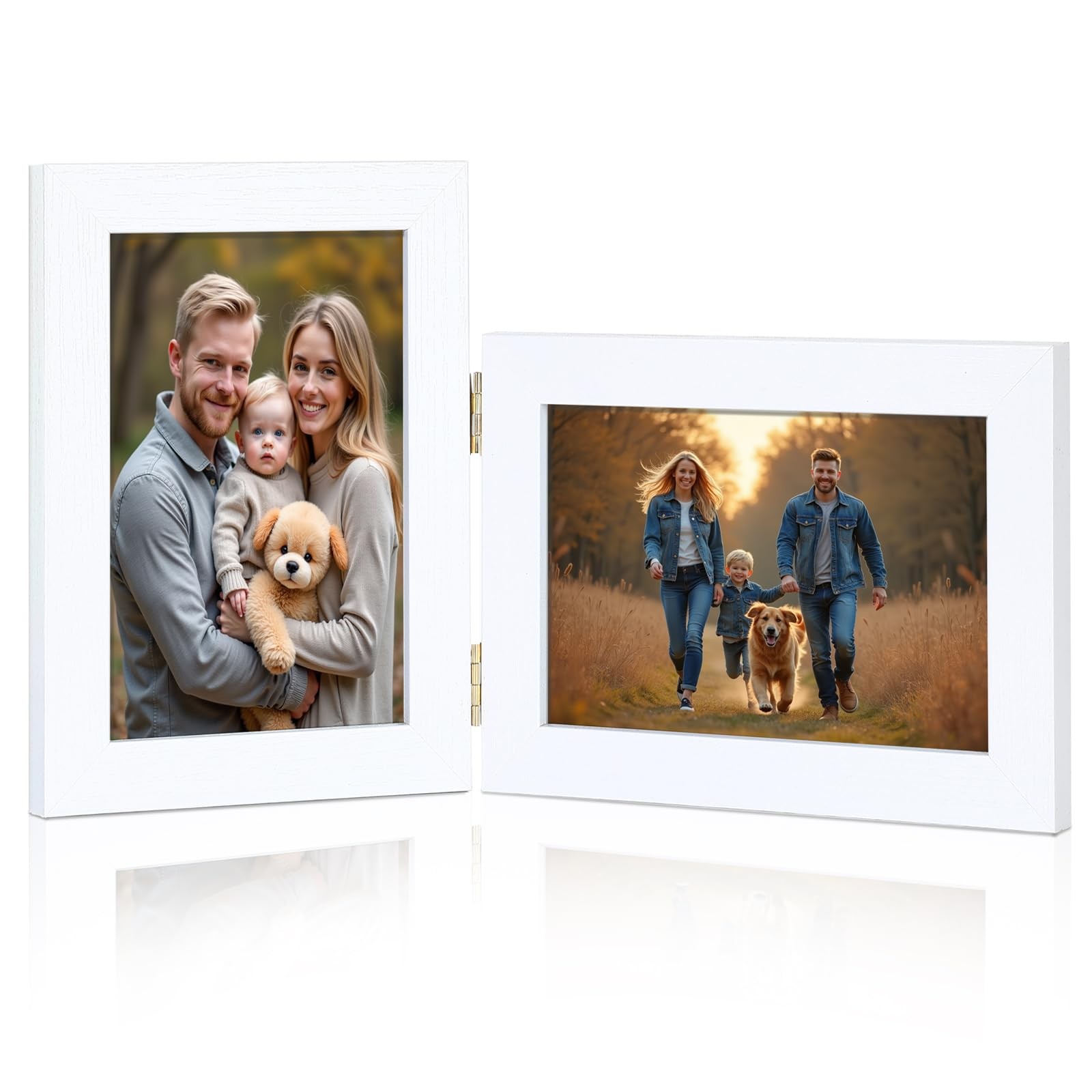 4x6 Double Hinged Picture Frame with Real Glass, PS04-WHD6