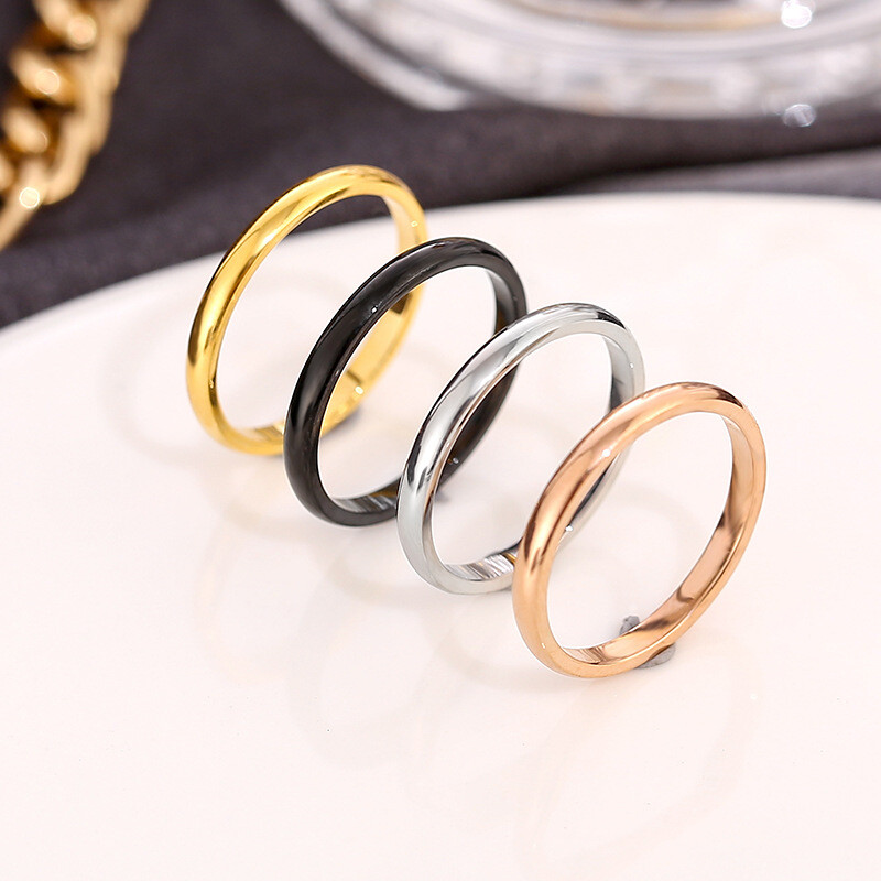 Stainless Steel Finger Ring Women Ring 2mm Couple Ring Circle Plain