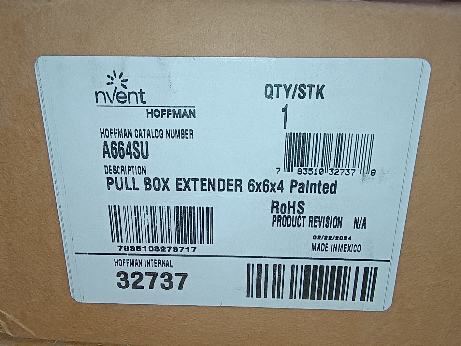 Hoffman nVent A664SU Pull Box Extender 6x6x4" Painted