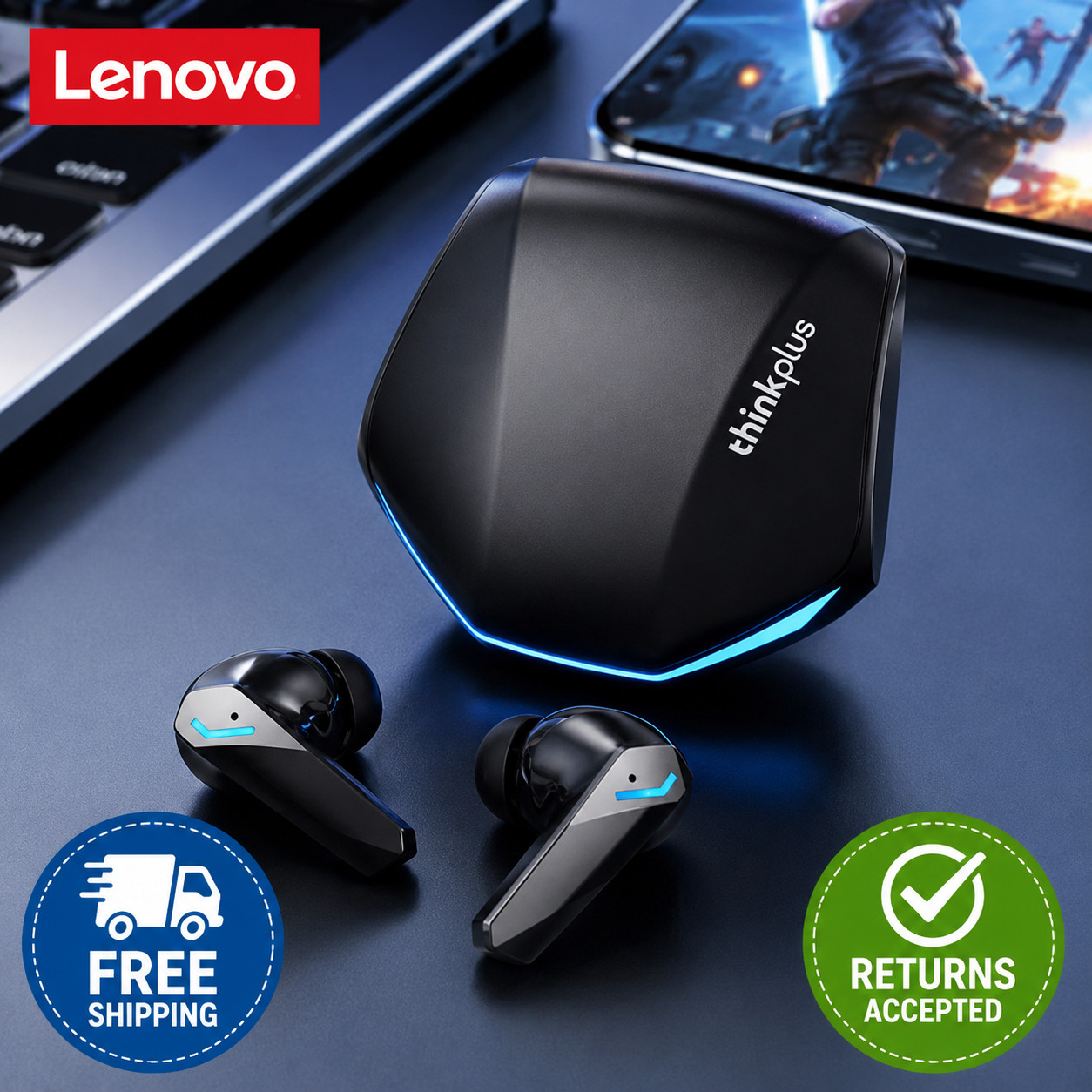 Lenovo GM2 Pro TWS Wireless Earbuds Bluetooth 5.3 Waterproof Headphones with Mic